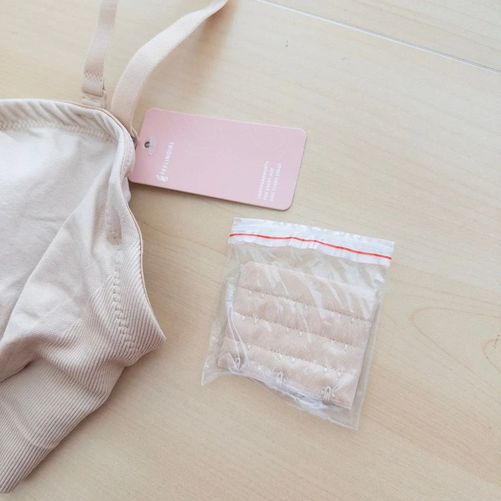 Feelingirl Womens Strapless‎ Seamless Bra Large Beige Wireless Straps Comfort